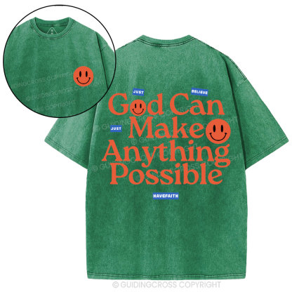 God Can Make Anything Possible Christian Washed T-Shirt