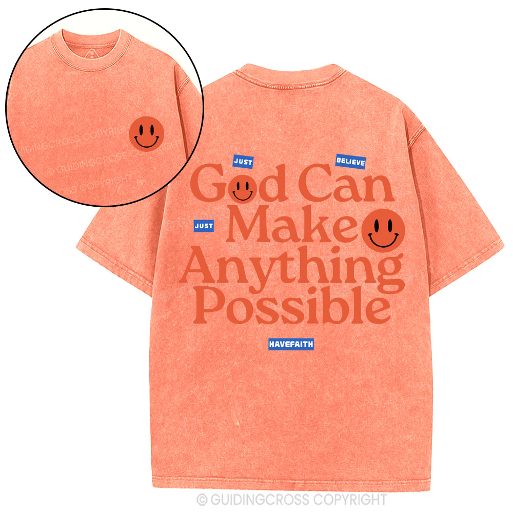 God Can Make Anything Possible Christian Washed T-Shirt
