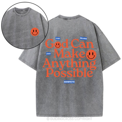 God Can Make Anything Possible Christian Washed T-Shirt