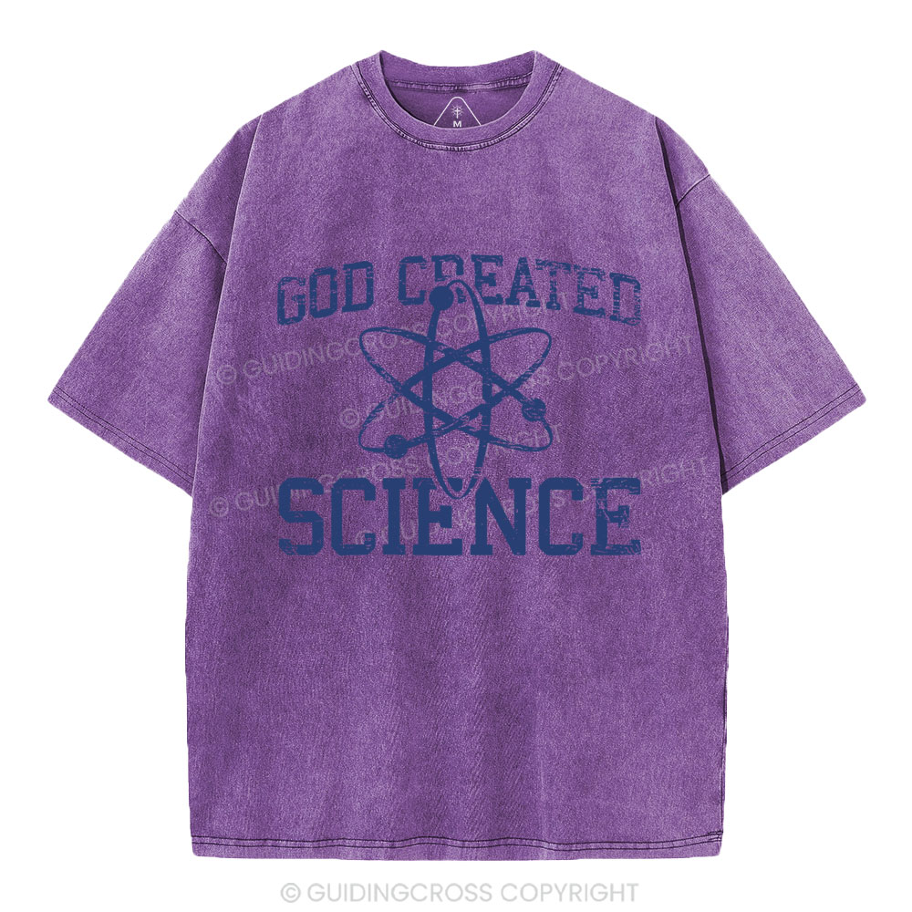 God Created Science Christian Washed T-Shirt
