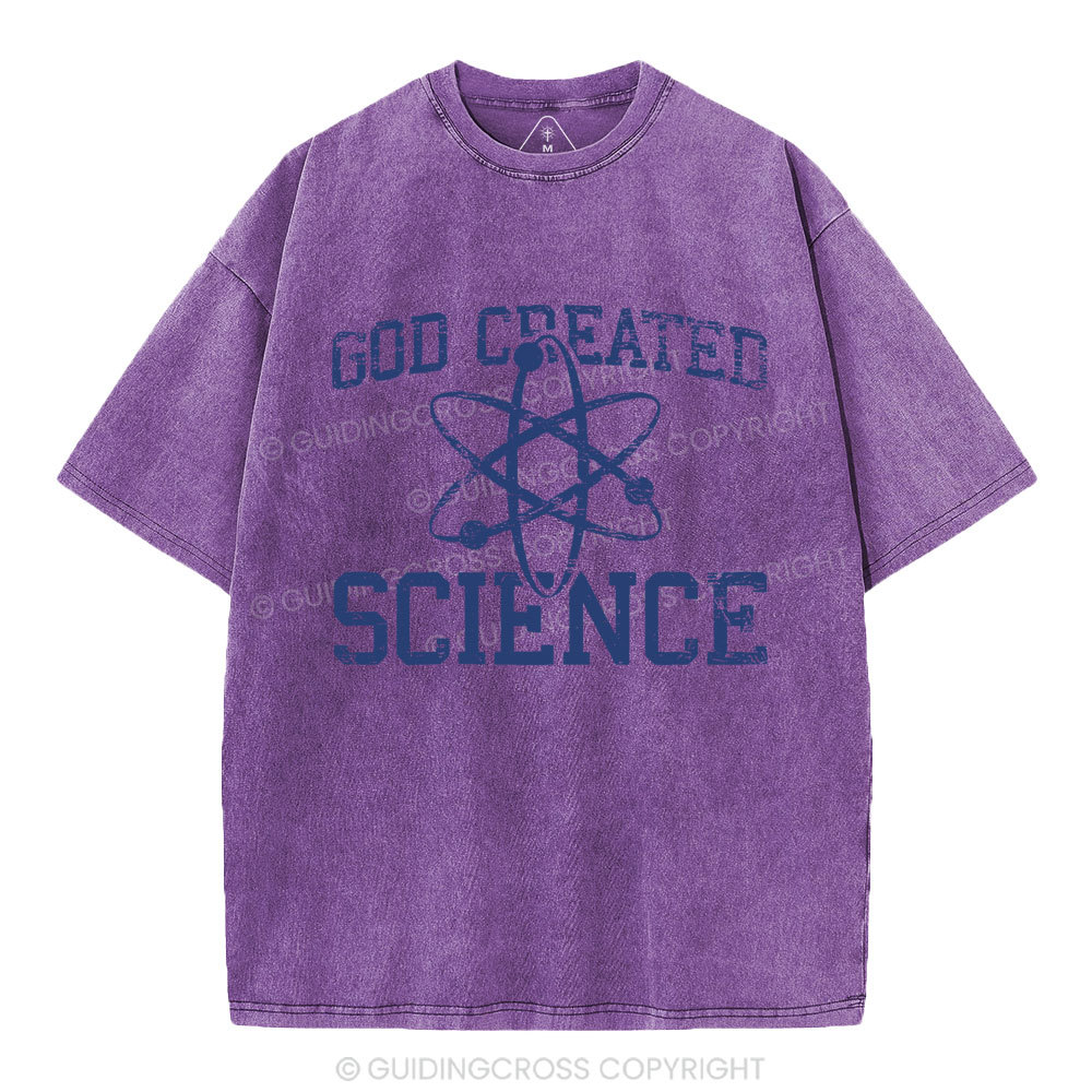 God Created Science Christian Washed T-Shirt