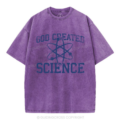God Created Science Christian Washed T-Shirt