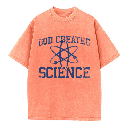 God Created Science Christian Washed T-Shirt