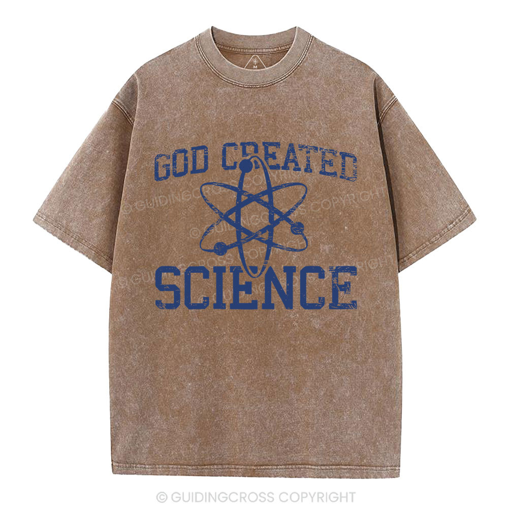 God Created Science Christian Washed T-Shirt