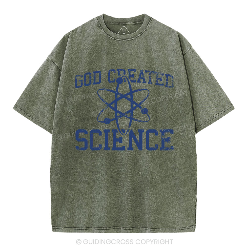 God Created Science Christian Washed T-Shirt