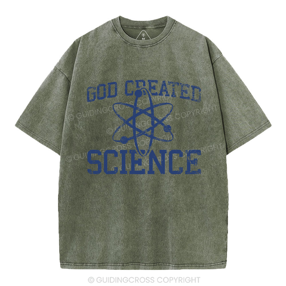 God Created Science Christian Washed T-Shirt