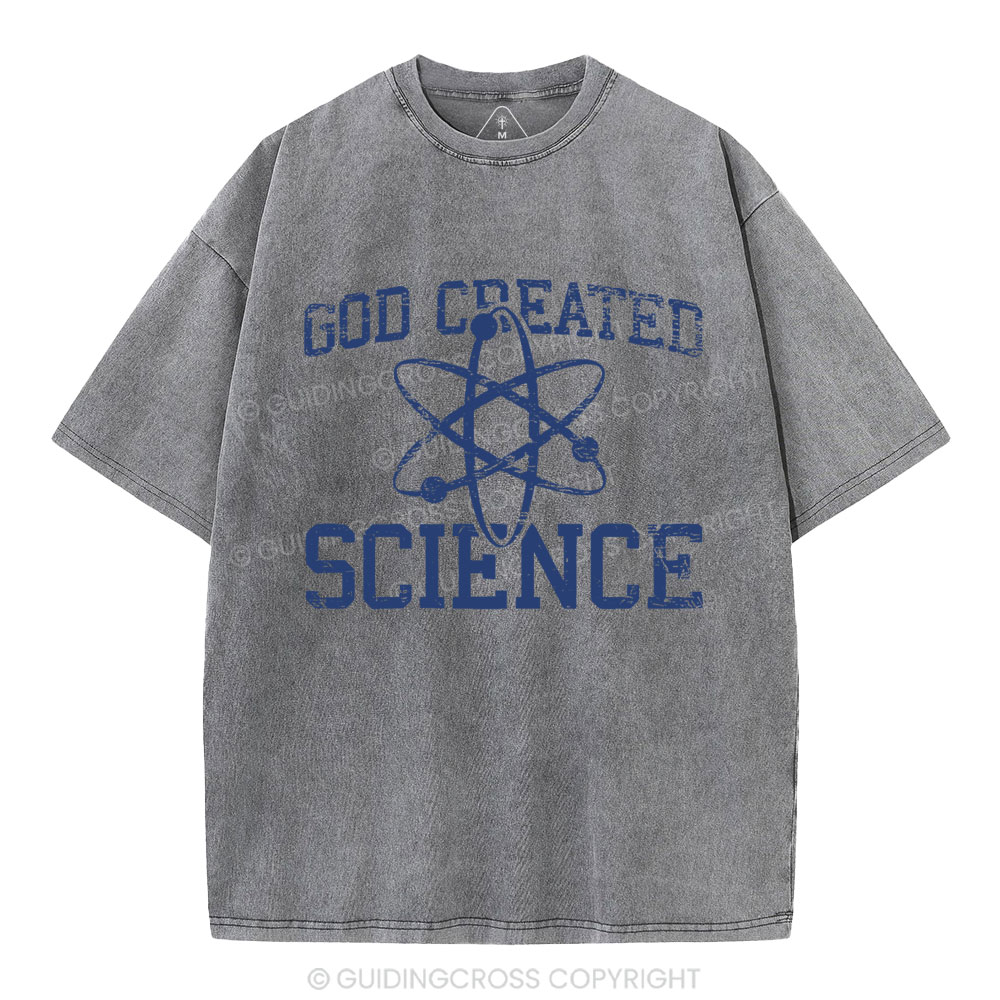 God Created Science Christian Washed T-Shirt