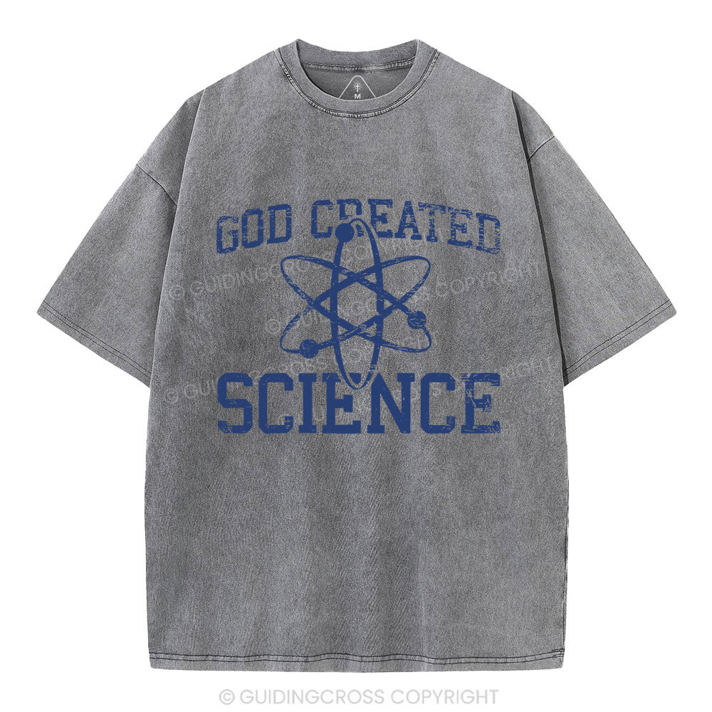 God Created Science Christian Washed T-Shirt