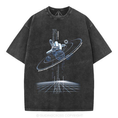 God Created The Heavens And Earth Christian Washed T-Shirt