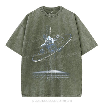 God Created The Heavens And Earth Christian Washed T-Shirt