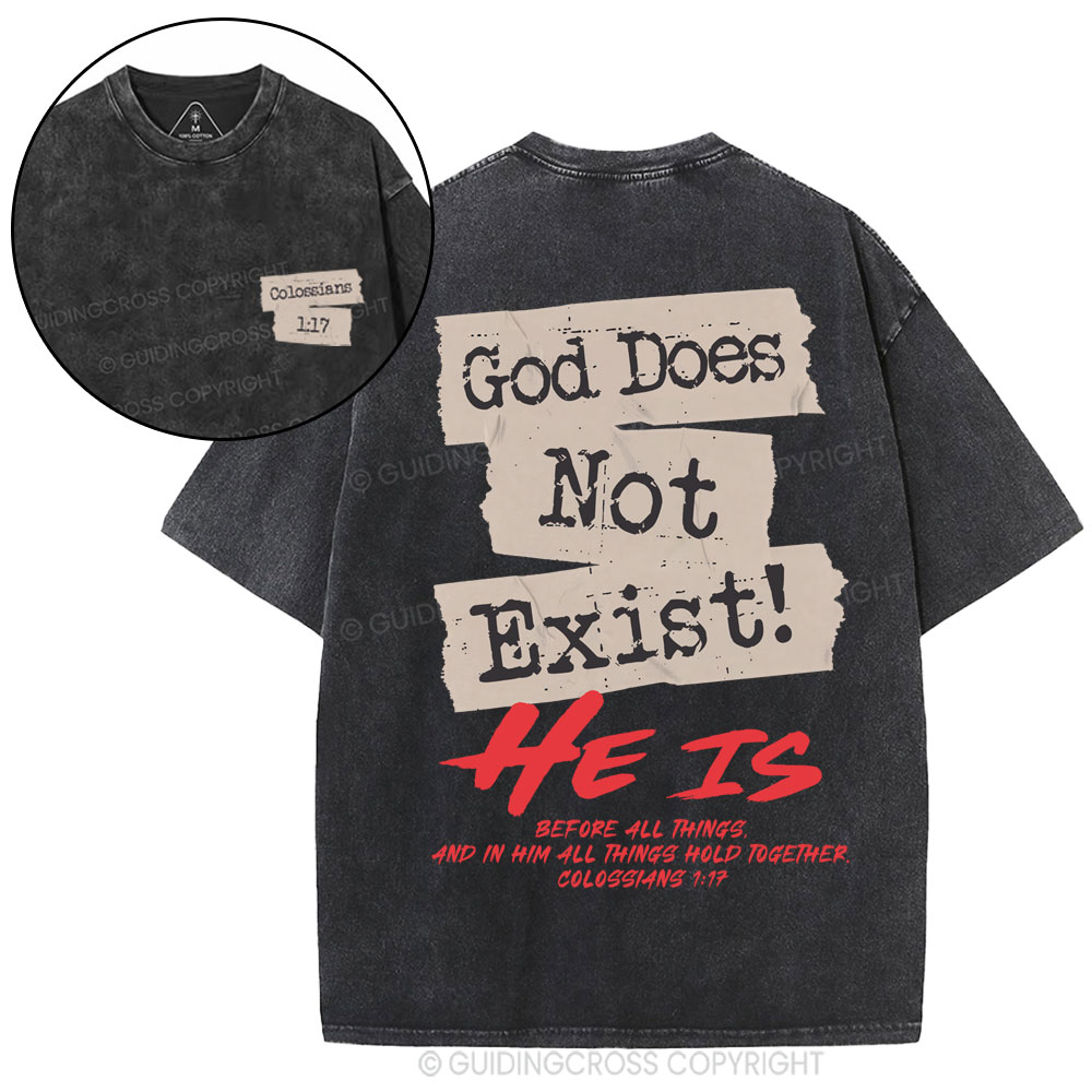God Does Not Exist Christian Washed T-Shirt