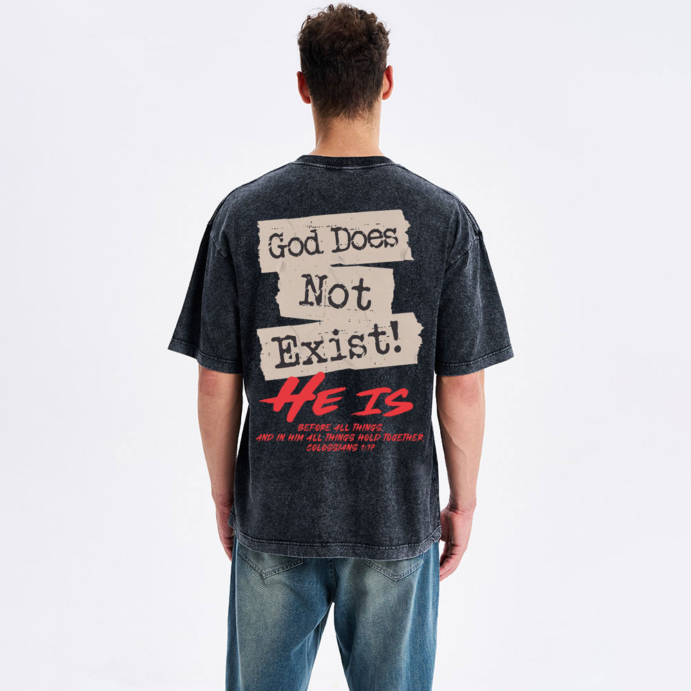 God Does Not Exist Christian Washed T-Shirt