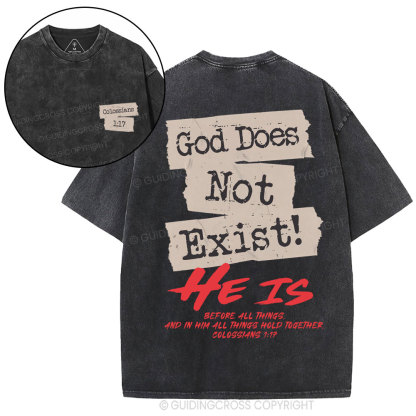 God Does Not Exist Christian Washed T-Shirt