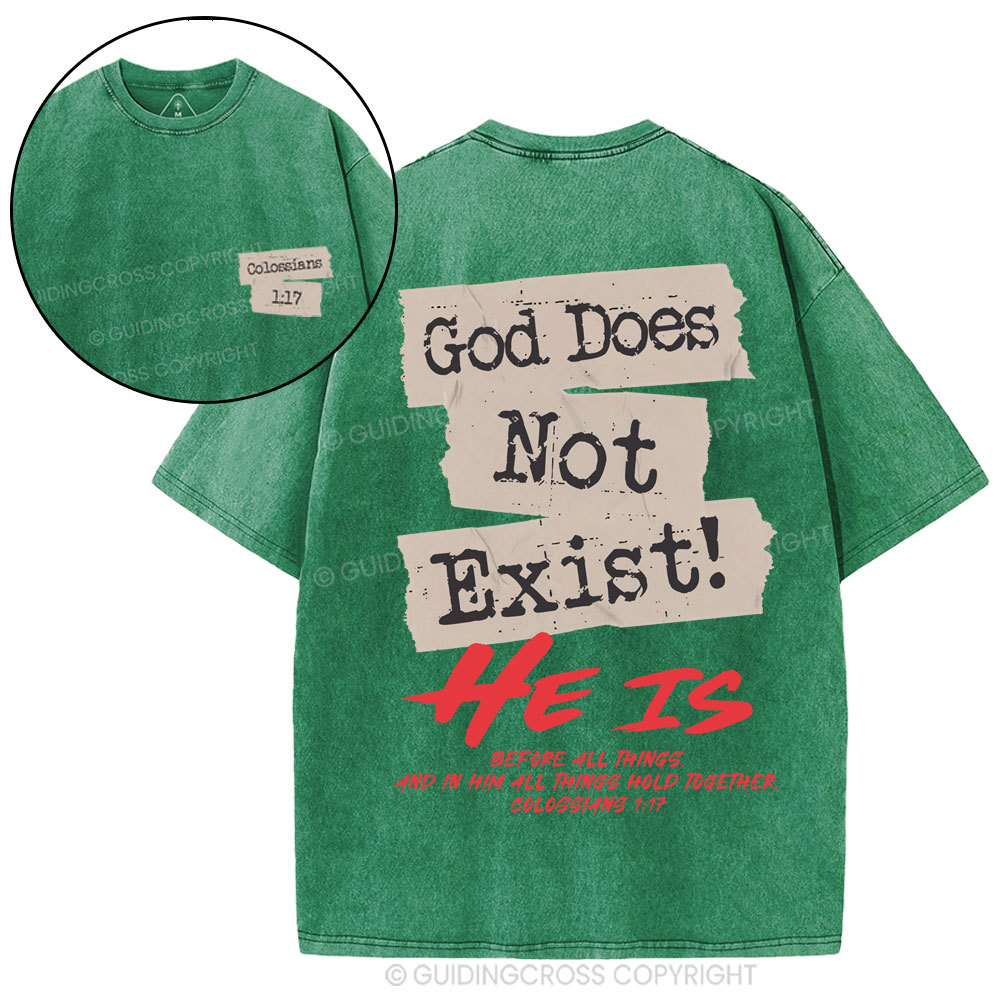 God Does Not Exist Christian Washed T-Shirt