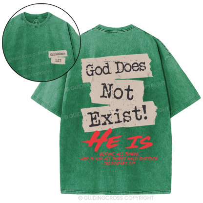 God Does Not Exist Christian Washed T-Shirt