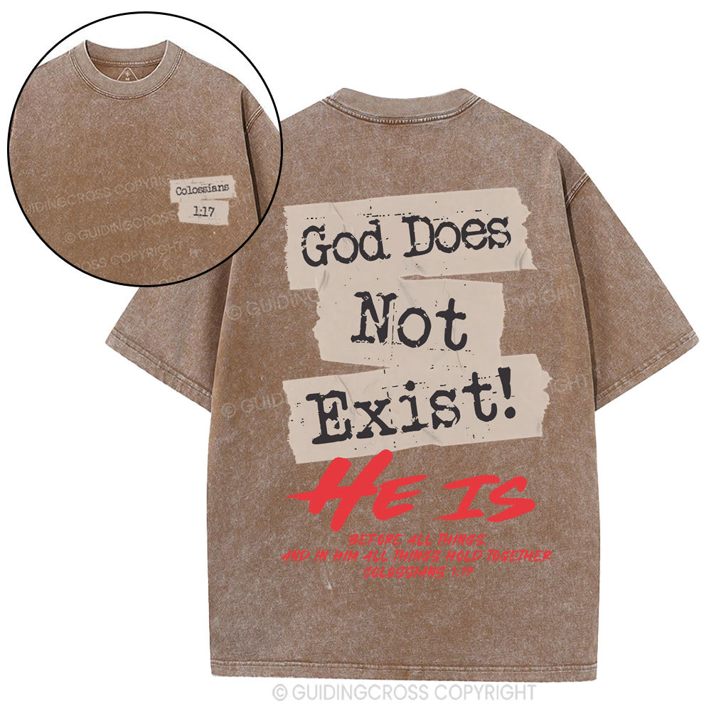 God Does Not Exist Christian Washed T-Shirt