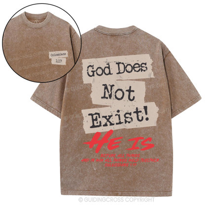 God Does Not Exist Christian Washed T-Shirt