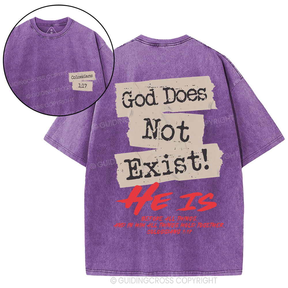 God Does Not Exist Christian Washed T-Shirt