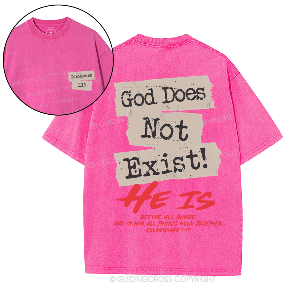 God Does Not Exist Christian Washed T-Shirt