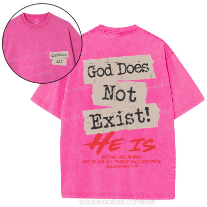 God Does Not Exist Christian Washed T-Shirt