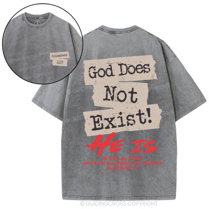 God Does Not Exist Christian Washed T-Shirt