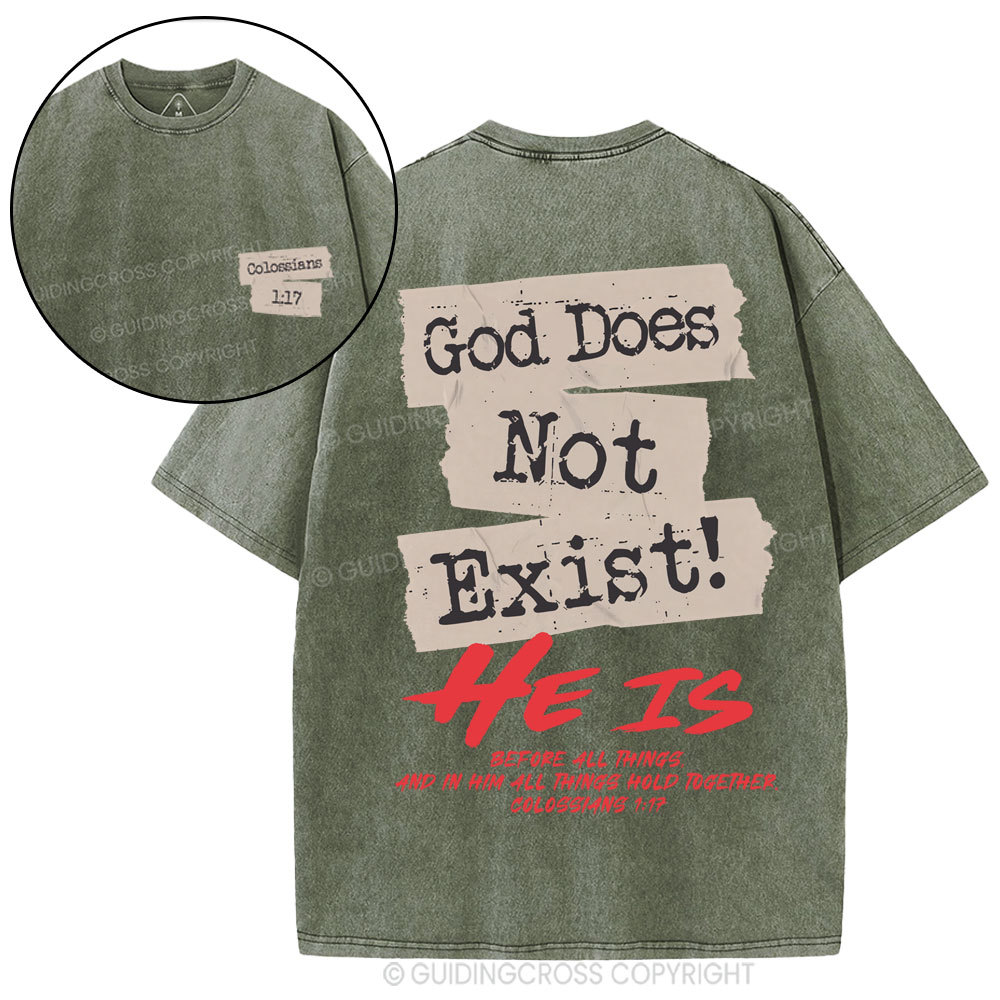God Does Not Exist Christian Washed T-Shirt
