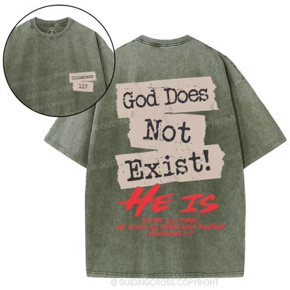 God Does Not Exist Christian Washed T-Shirt