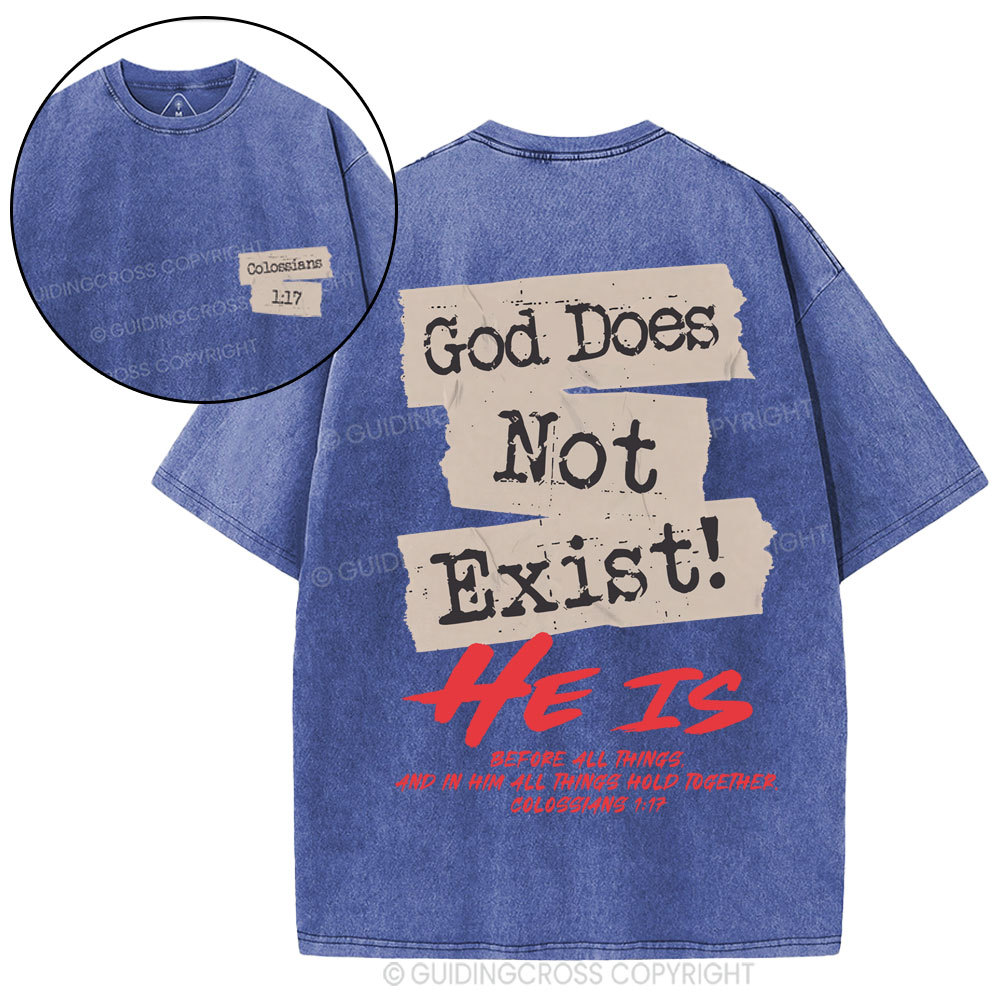 God Does Not Exist Christian Washed T-Shirt