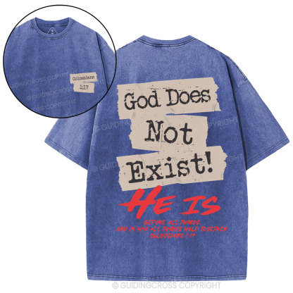 God Does Not Exist Christian Washed T-Shirt