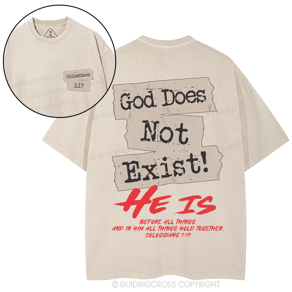 God Does Not Exist Christian Washed T-Shirt