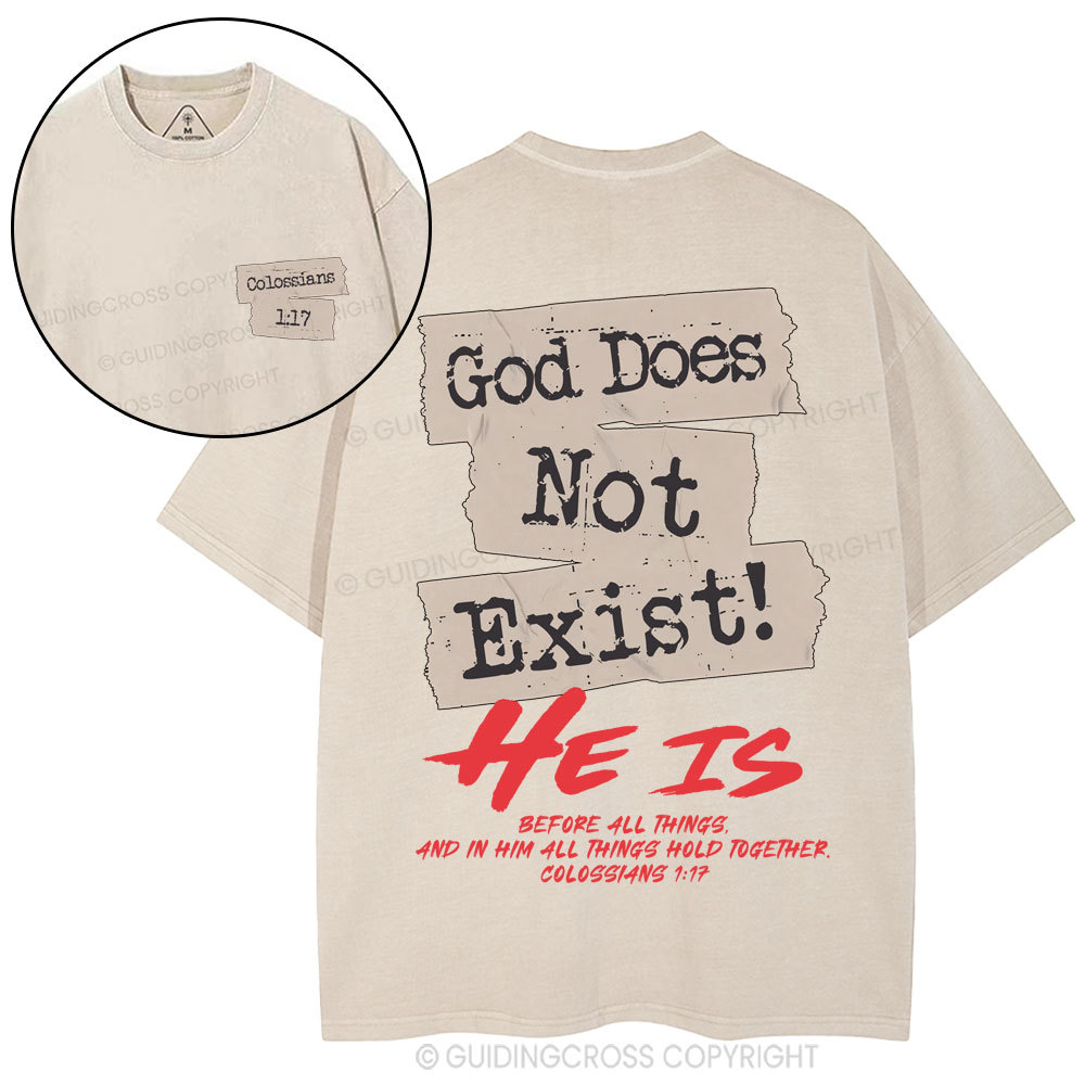 God Does Not Exist Christian Washed T-Shirt