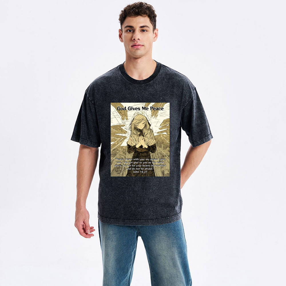 God Gives Me Peace Christian Washed T-Shirt