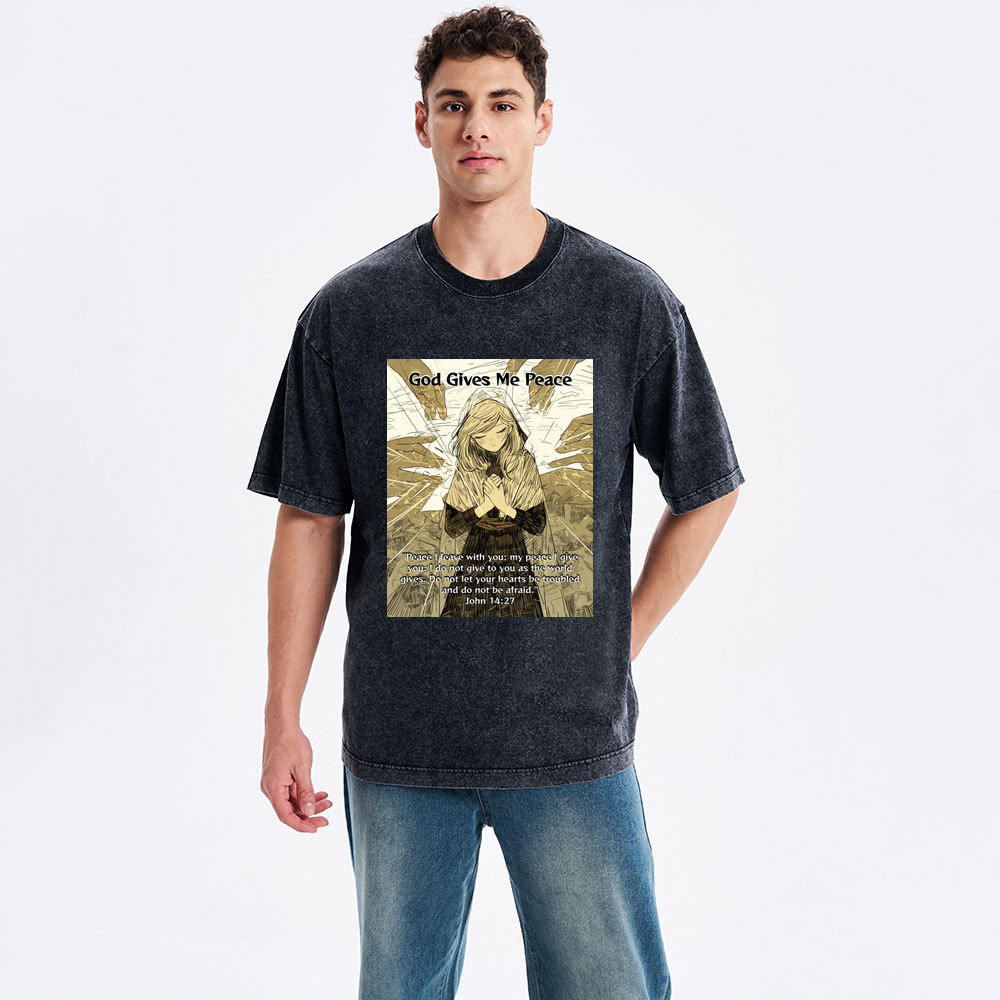 God Gives Me Peace Christian Washed T-Shirt