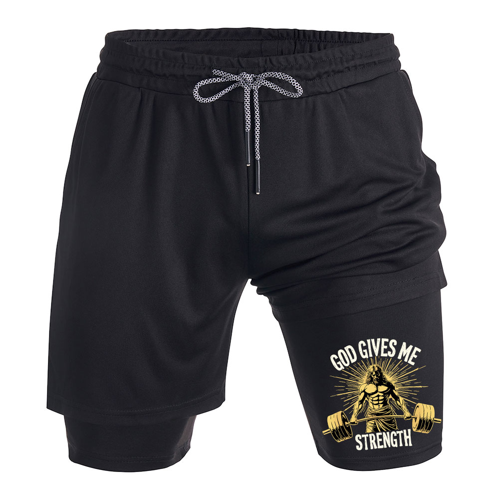 God Gives Me Strength Christian Performance Shorts