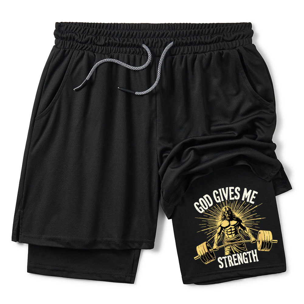 God Gives Me Strength Christian Performance Shorts