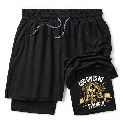 God Gives Me Strength Christian Performance Shorts