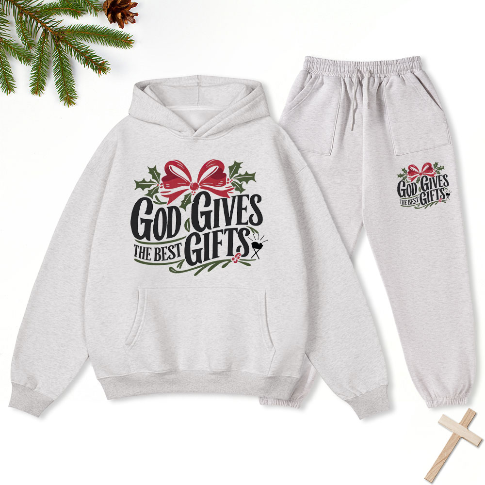 God Gives The Best Gifts Christian Christmas Fleece Hoodie Set