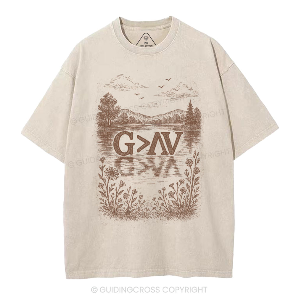 God Greater Than High And Low Christian Washed T-Shirt