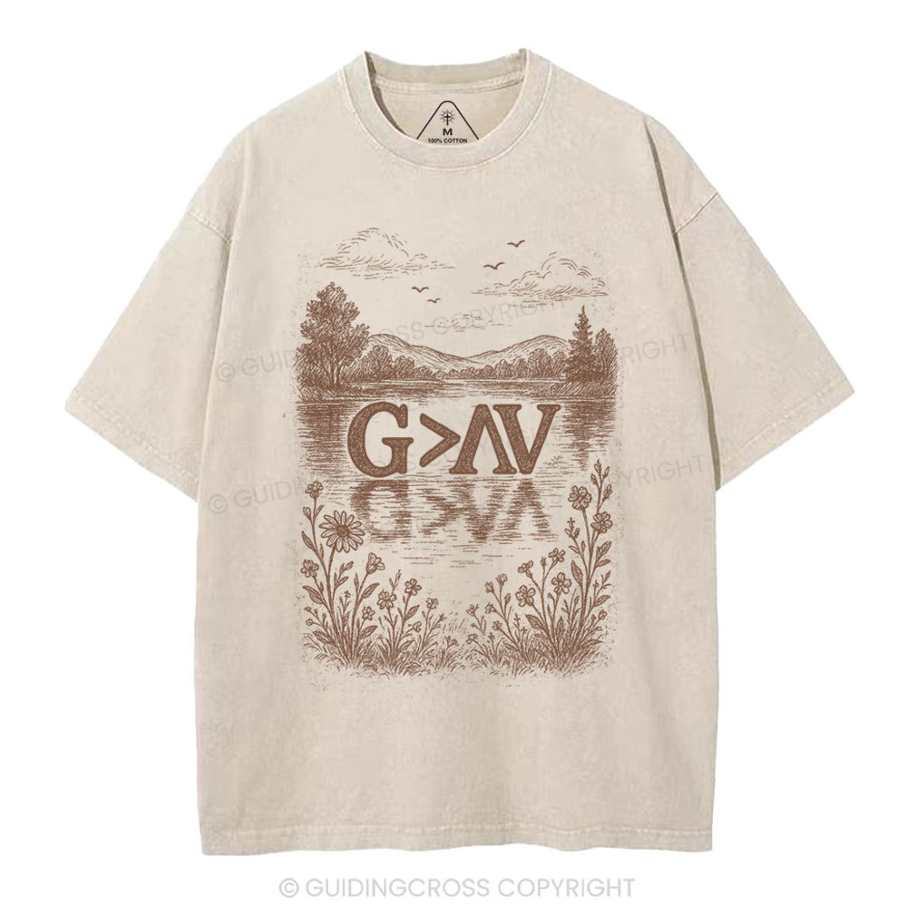God Greater Than High And Low Christian Washed T-Shirt