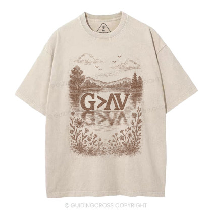 God Greater Than High And Low Christian Washed T-Shirt