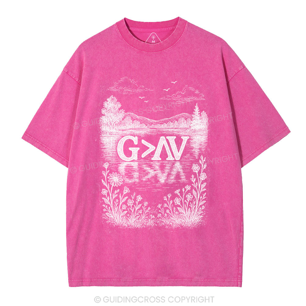 God Greater Than High And Low Christian Washed T-Shirt