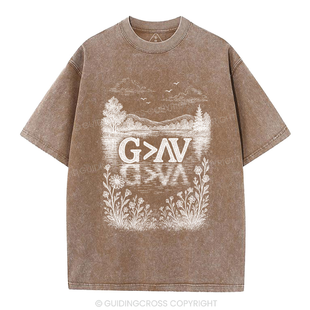 God Greater Than High And Low Christian Washed T-Shirt