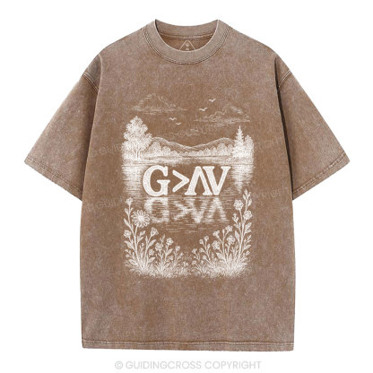 God Greater Than High And Low Christian Washed T-Shirt