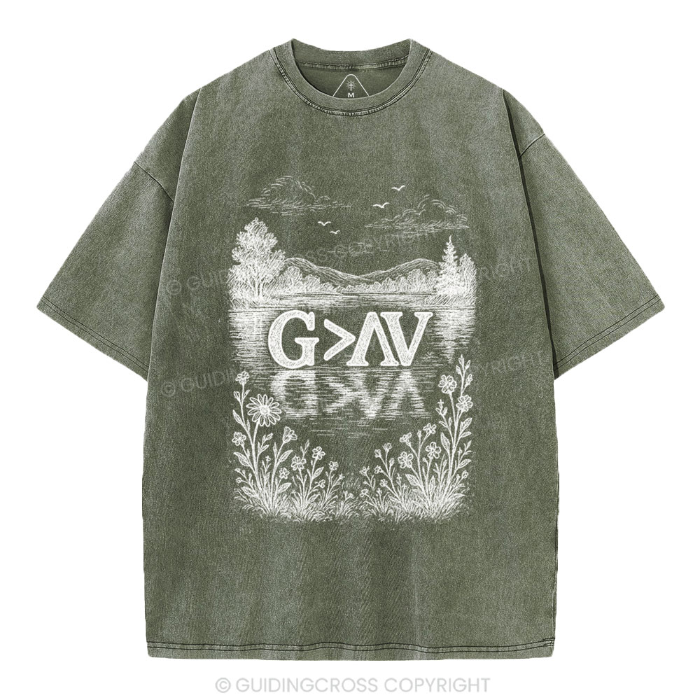 God Greater Than High And Low Christian Washed T-Shirt