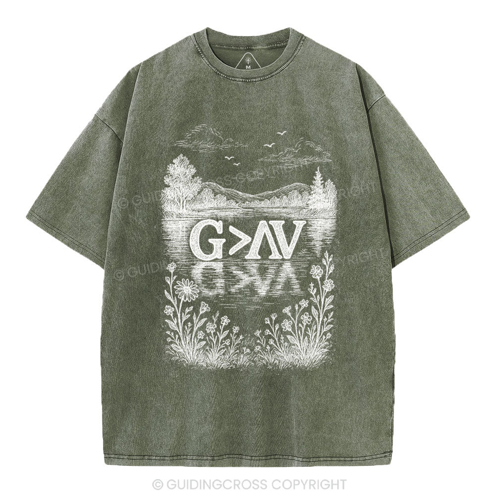 God Greater Than High And Low Christian Washed T-Shirt