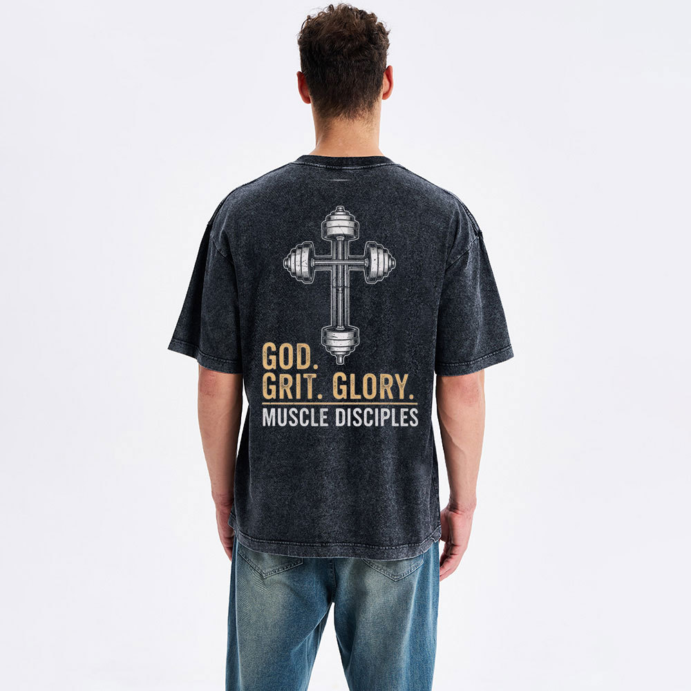 God Grit Glory Christian Washed T-Shirt