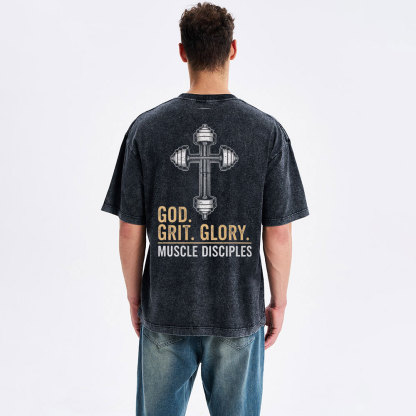 God Grit Glory Christian Washed T-Shirt