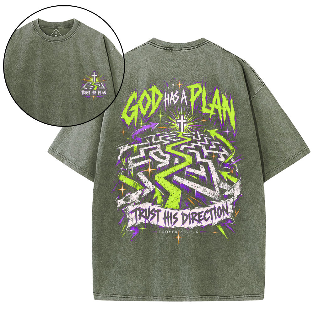 God Has A Plan Christian Washed T-Shirt