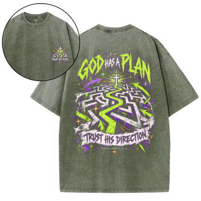 God Has A Plan Christian Washed T-Shirt