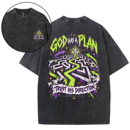 God Has A Plan Christian Washed T-Shirt